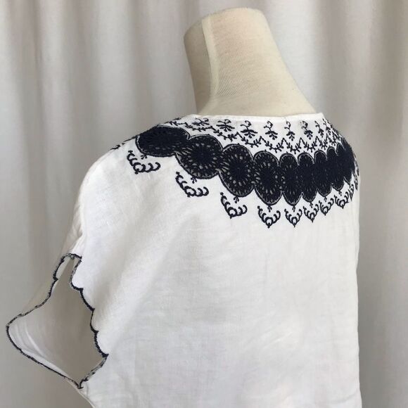 J.Crew Navy Embroidered Scalloped hem Dress Size 0 - Picture 8 of 13